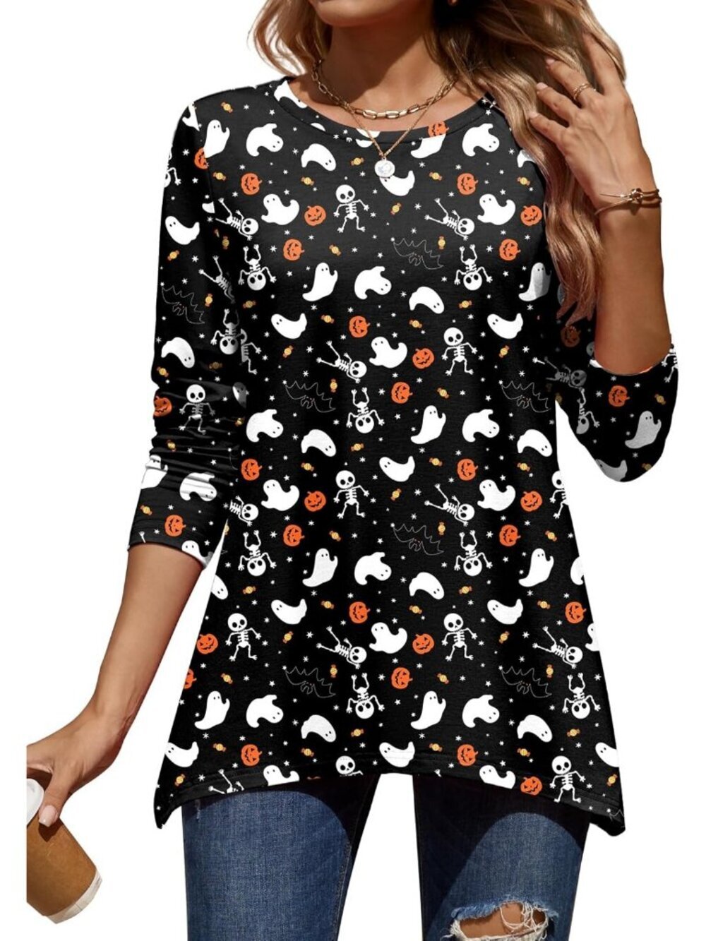 Zeagoo Long Sleeve Tops for Women Sweatshirt Crewneck Fall Clothes-Black 36